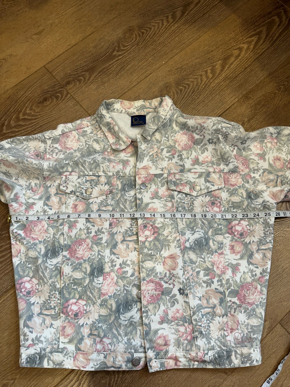 Vintage 80s/90s Classic Floral Jean Jacket in White & Pink - M - Picture 5 of 14